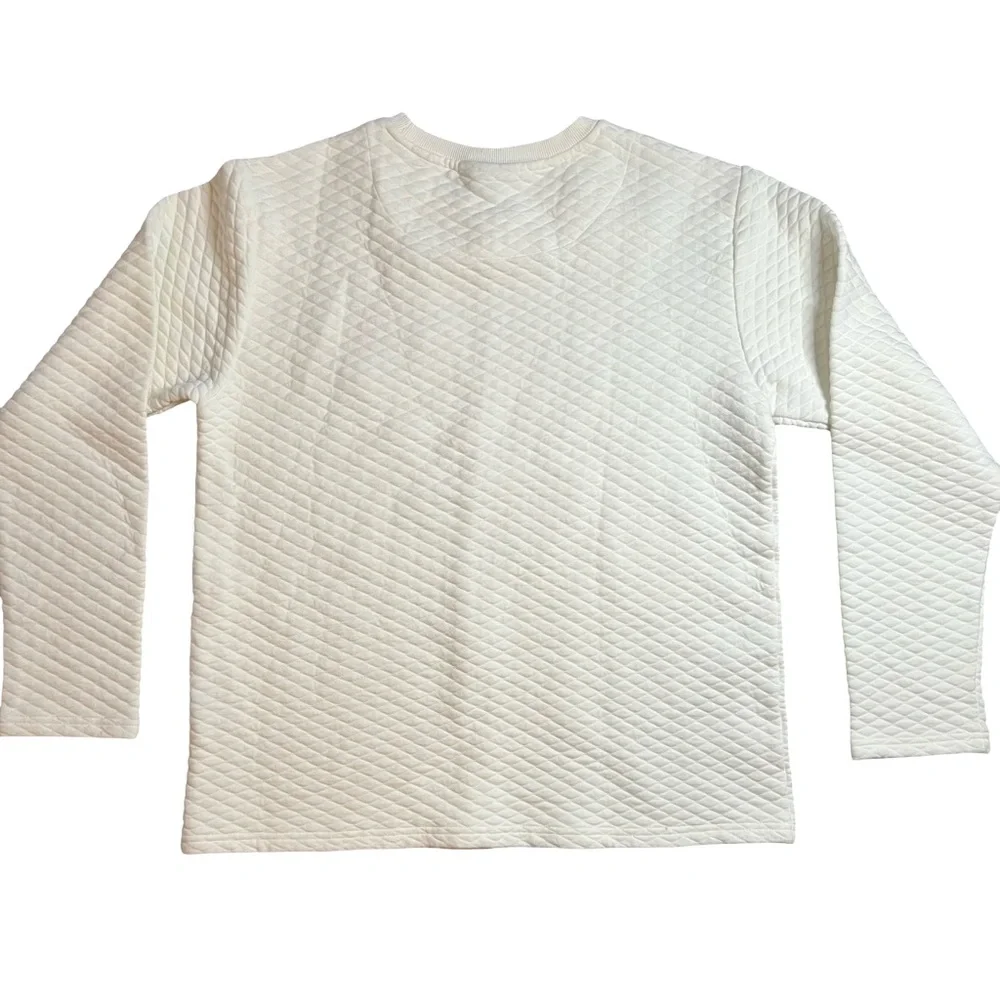 Barstool Sports Cream Quilted Crewneck Pullover Sweater XL - Picture 2 of 4